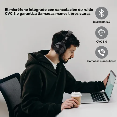 Vista 6 de OneOdio - Auriculares Bluetooth de diadema, 110 horas de sonido estéreo inalámbrico/con cable, auriculares plegables con graves profundos