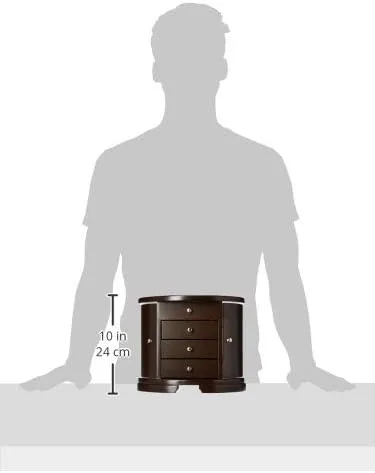 Vista 2 de Uniware Elegant Wood Jewelry Cabinet with 4 Drawers, Mirror and Legs, White (Dark Brown)