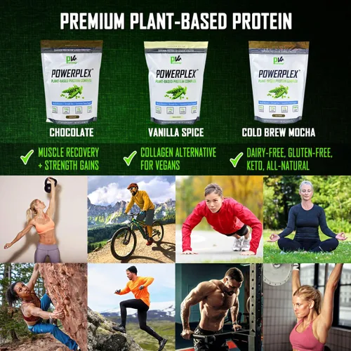 Vista 2 de PhysiVantage POWERPLEX Proteína vegana en polvo, alternativa al colágeno, proteína orgánica de guisantes y arroz a base de plantas, sin lácteos