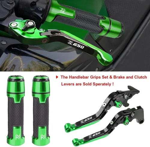 Vista 2 de Z650 Juego de palancas de freno y embrague plegables para Z650 Z 650 Ninja 650R V.ersys 1000 2016 2017 2018 2019 20020 - Verde/Negro