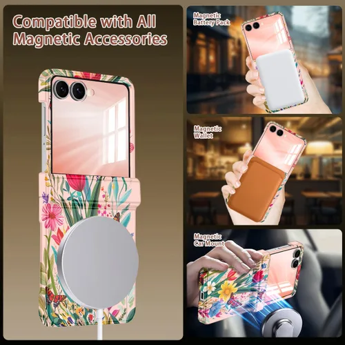 Vista 3 de Hekodonk Funda para Galaxy Z Flip 7, compatible con MagSafe, protector de pantalla integrado, protección de bisagra, magnética, delgada, a prueba