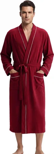 Vista 8 de U2SKIIN Mens 100% Cotton Cozy Robe, Ultra Soft Lightweight Bathrobe for Men Negro