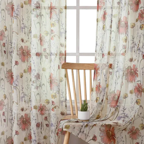 Vista 14 de OWENIE - Cortinas de cenefa arrugada transparentes de 14 pulgadas de longitud 2 piezas, cenefa moderna pequeña impresa para cocina, sala de estar