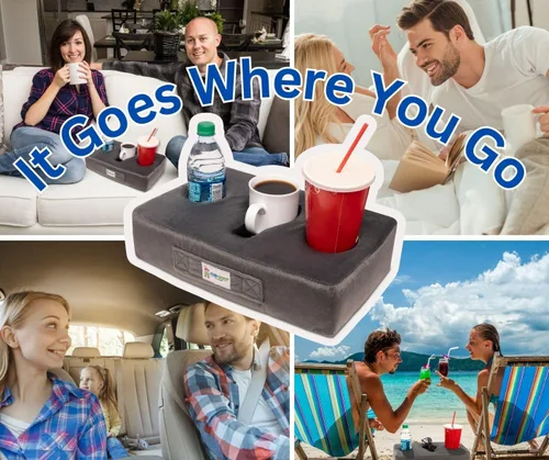 Vista 5 de La almohada Cup Cozy original gris - Como se vio en la televisión - ¡El mejor portavasos del mundo para sofá/cama/coche para Negro
