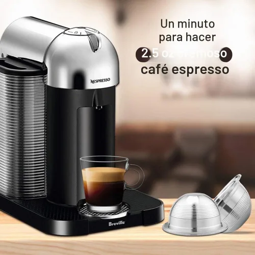 Vista 5 de CAPMESSO Cápsula de café reutilizable de acero inoxidable: cápsula de café recargable de metal para elaborar café expreso, compatible con Nespresso