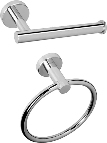 Vista 7 de NearMoon 2 piezas de accesorios de baño, anillo de toalla y soporte de papel higiénico, colgador de toallas de baño de acero inoxidable y soporte