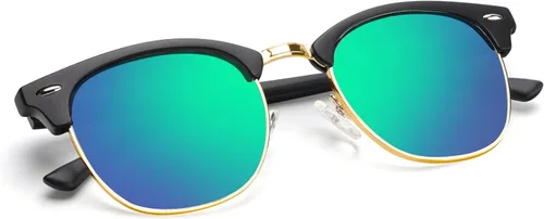 Vista 24 de KALIYADI Gafas de sol polarizadas para hombres y mujeres, marco semi sin montura, para conducir con bloqueo UV A01-(1 Pack) Tortuga Mate G15