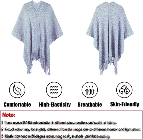 Vista 4 de Poncho de punto para mujer, capa casual para mujer, chal de moda, suéter elegante para mujer