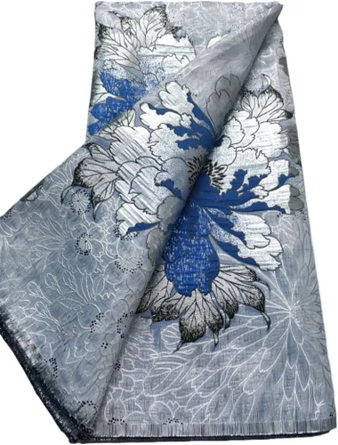 Vista 12 de Tela de encaje africano bordado francés Brocado Jacquard tejido de encaje 5 yardas de tela de encaje dorado para costura de vestido de fiesta