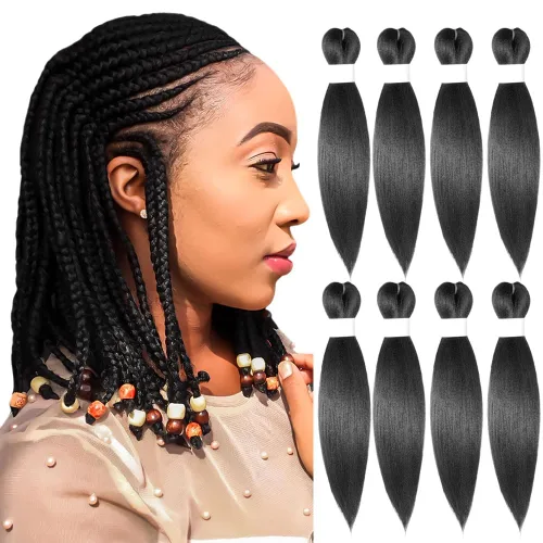 Vista 13 de Cabello trenzado burdeos, 10 pulgadas, 4 paquetes Cabello preestirado, trenzas de ganchillo cortas y rectas, textura Yaki, fibra sintética