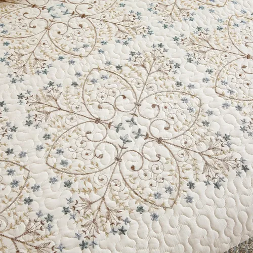 Vista 7 de vctops Elegante juego de edredón bordado de retazos de granja tamaño matrimonial/queen colcha cubrecama reversible juego de ropa de cama de algodón