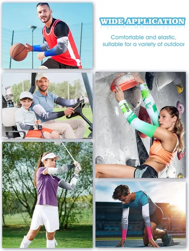 Vista 6 de 6 pares de mangas de brazo de protección solar UV manga deportiva de enfriamiento antideslizante de seda de hielo para hombres y mujeres