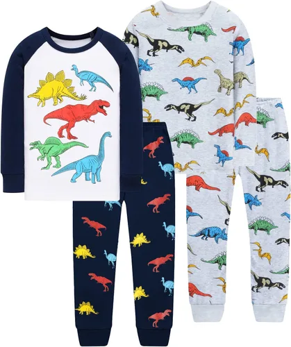 Vista 42 de Little Hand Pijamas para niños pequeños, Monster Truck 100% algodón, dinosaurio para niños, 2 piezas, ropa de dormir, conjuntos de ropa de dormir