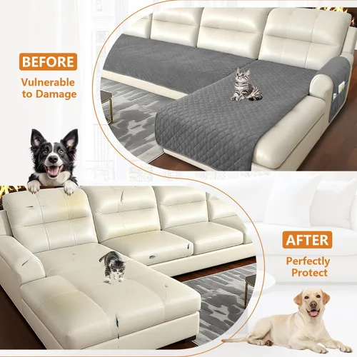 Vista 7 de Arfntevss - Fundas impermeables para sofá seccional en forma de L, cubiertas lavables de terciopelo para sofá para perros y mascotas, protector