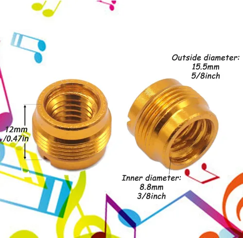 Vista 3 de CashBeat Paquete de 3 adaptadores de soporte de micrófono, adaptador de tornillo roscado macho de 5/8 pulgadas a hembra de 3/8 pulgadas para soporte