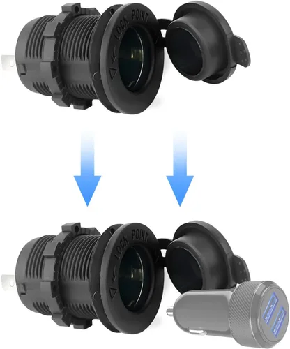 Vista 5 de Enchufe de encendedor de cigarrillos de automóvil de 12 V, impermeable y a prueba de polvo, para automóvil, camión, motocicleta, barcos, cuatrimoto