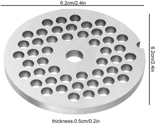 Vista 2 de Fdit Disco de placa para picadora de carne, agujero de 0.197 in, material de aleación, plata, 2.4 x 2.4 x 0.2 pulgadas