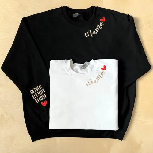 Vista 6 de NAZENTI Sudaderas bordadas, sudadera bordada personalizada para mamá, abuela, para mujer