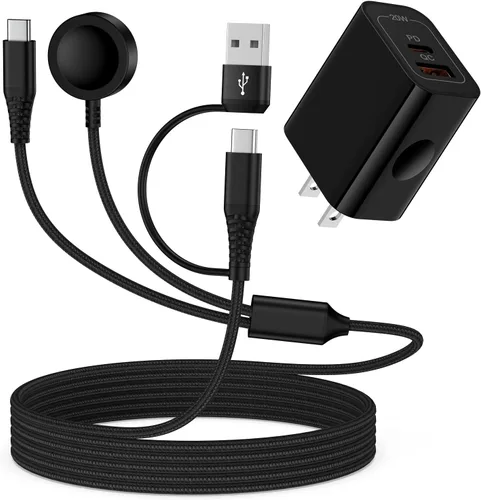 Vista 8 de Cargador de reloj USB C Samsung Magnético Cable de carga rápida para Galaxy Watch 8/8 Classic/7/Ultra/6/6 Classic/5 Pro/5/4/3/Active2,25W Dual USB C