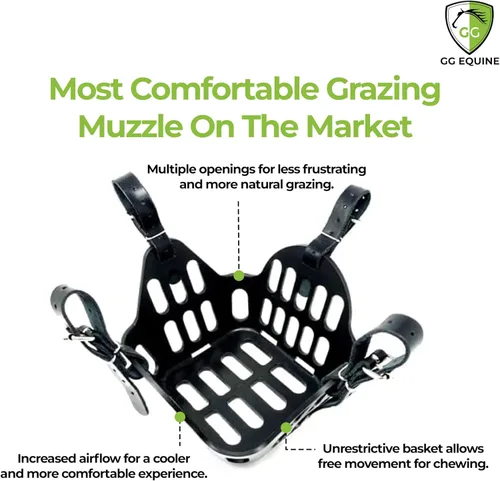 Vista 5 de GG Equine GreenGuard - Bozal de pastoreo para caballo, accesorios para caballos más ligeros y duraderos, cómodo bozal para caballos con flujo