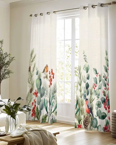 Vista 8 de Cortinas traslúcidas retro de eucalipto de 96 pulgadas de largo, juego de 2 paneles de cortinas para cocina, dormitorio, sala de estar, puerta