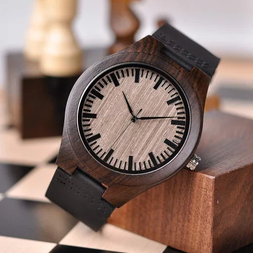 Vista 3 de Reloj de pulsera en madera con mensaje gravado personalizado para hombre, regalo para esposo, novio, padre, hijo, familiares y amigos
