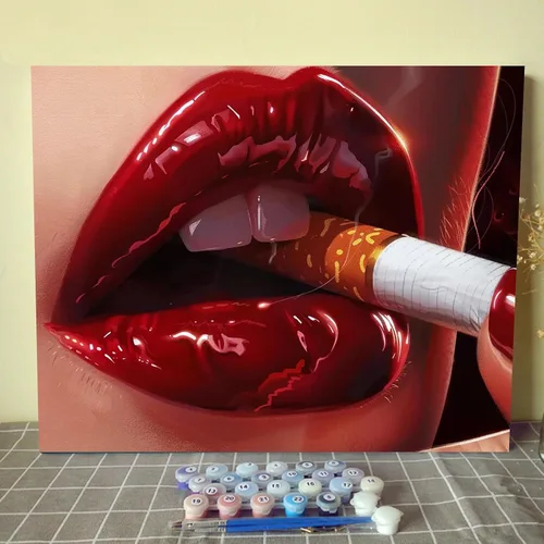 Vista 10 de Tucocoo Kits de Pintura por Números para Adultos y Niños - Labios Graffiti Sacando la Lengua - Pintura al Óleo Digital DIY sobre Lienzo Arte
