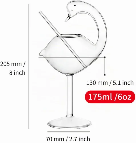 Vista 2 de Vasos de cóctel – Juego de 2 vasos de cisne de 6 onzas, regalo de boda para jugo, martini, tequila, margarita