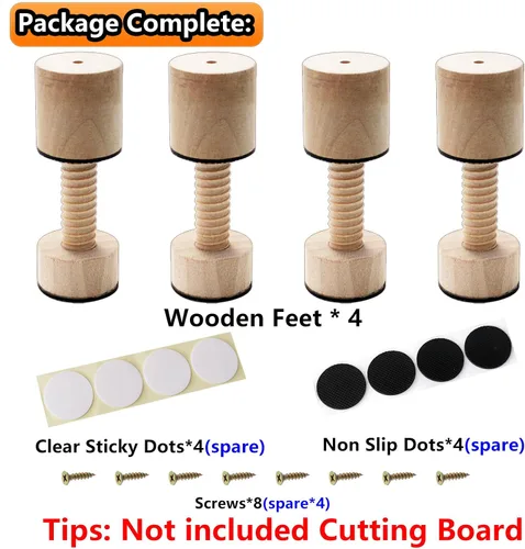 Vista 3 de Tabla de cortar patas ajustables, patas ajustables de madera para tabla de cortar de encimera, kit para elevar y antideslizante tus tablas de cortar