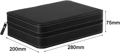 Vista 2 de Caja de reloj portátil organizador de cuero PU ataúd con cremallera estilo clásico 10 rejillas multifunción pulsera pantalla caso