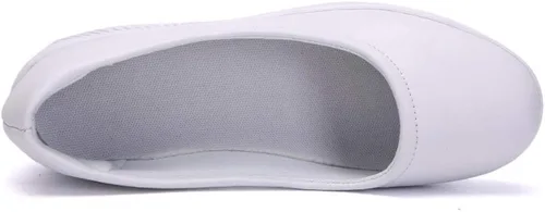 Vista 6 de Mocasines de cuña para mujer, cómodos zapatos de suela gruesa con amortiguación de aire, plataforma antideslizante, zapatos de enfermería de cuero