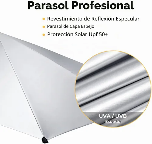 Vista 6 de G4Free Sombrilla para silla de playa UPF 50+ con abrazadera universal