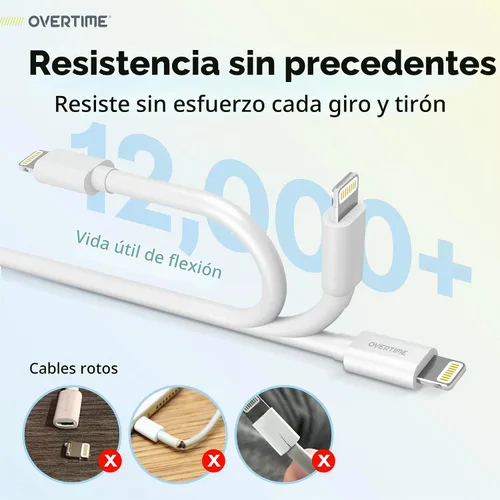 Vista 4 de Cable Lightning para iPhone, cable USB-A -Lightning de 4 pies Cable de carga USB-A a Lightning, cable de carga rápida de Apple, cable de carga