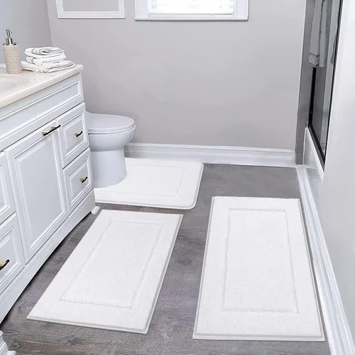 Vista 26 de Pauwer Juego de baño, alfombras de baño antideslizantes, alfombras de ducha absorbentes para suelo de baño, bañera y ducha, color azul aguamarina