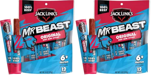 Vista 10 de Jack Link's Palitos de ternera, Original – Bocadillo de proteínas, palito de carne con 0.23 oz de proteína, hecho con 100% carne de res, palitos