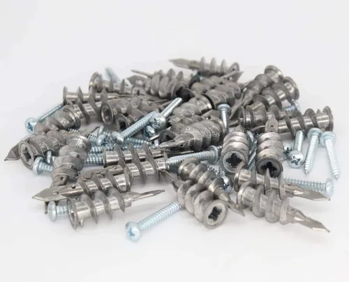 Vista 5 de Anclajes autoperforantes de zinc para paneles de yeso con kit de tornillos de acero inoxidable, anclajes de pared de metal resistente y tornillos #8