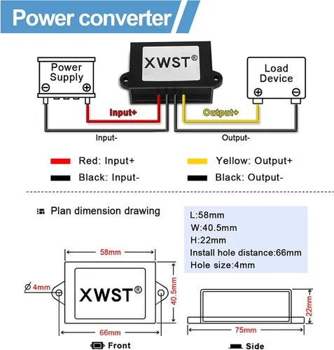 Vista 4 de Regulador de voltaje DC de 12 V a 13.8 V 5 A, 9 V-13 V a 13.8 V, módulo elevador, convertidor de impulso, adaptador de alimentación impermeable