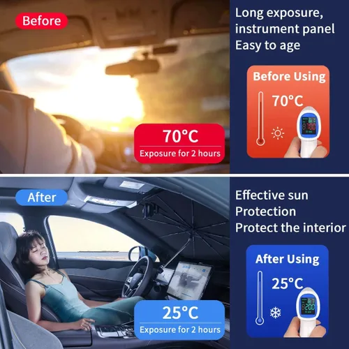 Vista 6 de Ajuste personalizado para parabrisas de Ford, sombrilla con bloqueo UV y mango flexible de rotación de 360° (para Ford F-150)