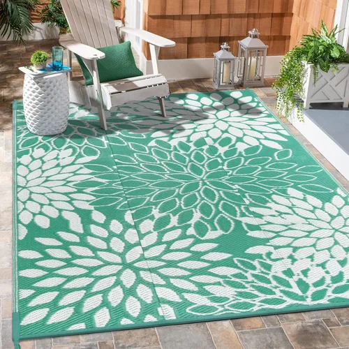 Vista 32 de Anidaroel Alfombra de área para exteriores para patio, 4 x 6 pies, impermeable, reversible, alfombra de paja de plástico para exteriores, alfombra