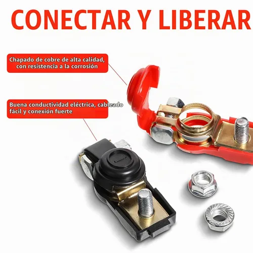 Vista 5 de Frienda 6 Piezas Abrazaderas de Terminales de Batería de Cobre para Automóvil Conectores de Liberación Rápida Abrazaderas de Terminales de Batería