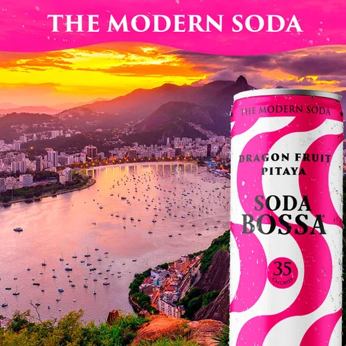 Vista 6 de Soda Bossa Soda sana espumosa, fruta del dragón, baja en calorías, sin gluten y sin OMG, sin culpa e hidratante, soda natural, latas de soda