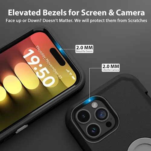 Vista 5 de Jiunai Funda para iPhone 15 Pro, protección contra caídas de alta