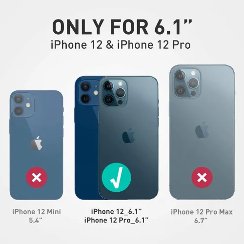 Vista 2 de i-Blason Ares - Funda para iPhone 12, iPhone 12 Pro de 6.1 pulgadas (versión 2020), funda transparente resistente de doble capa con protector
