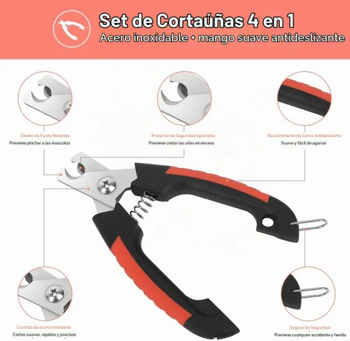 Vista 3 de Juego de cortaúñas para perro, protector de seguridad rápido para evitar cortes excesivos, cuchillas afiladas de acero inoxidable, asas