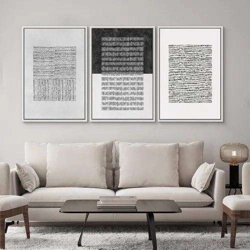 Vista 286 de SIGNWIN Lienzo enmarcado para pared, juego de arte neutro de bosque brumoso, ilustraciones en tono tierra, arte moderno, decorativo, bohemio