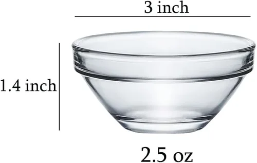 Vista 2 de Cuencos de inmersión de salsa de soja de vidrio transparente, platos de acompañamiento para aperitivos, sushi, aperitivos, frutas, postre, 3 pulgadas
