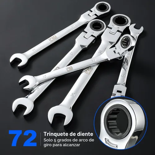 Vista 5 de Prostormer Juego de llaves de trinquete métricas de cabeza flexible de 14 piezas