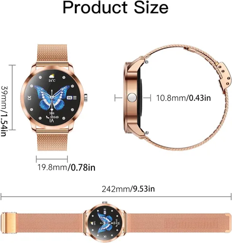 Vista 2 de Reloj inteligente (respuesta/haz llamadas) para mujer, reloj inteligente AMOLED de 1.27 pulgadas para iPhone Android, rastreador de actividad