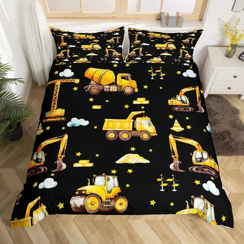 Vista 12 de Erosebridal Funda de edredón de vehículos de dibujos animados tamaño individual para niños y niñas, juego de ropa de cama Kawaii de helicóptero