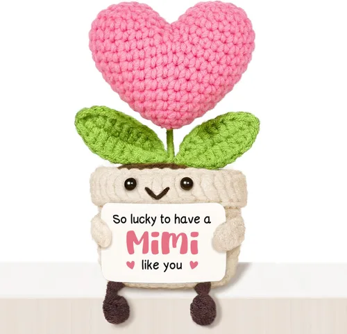 Vista 38 de Regalos de cumpleaños número 16 para niñas, flor de corazón rosa de ganchillo hecha a mano, regalos de dulces 16 para niñas, decoraciones